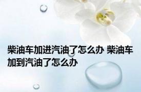 柴油车加进汽油了怎么办 柴油车加到汽油了怎么办