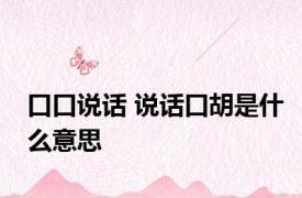 口口说话 说话口胡是什么意思