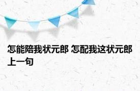 怎能陪我状元郎 怎配我这状元郎上一句