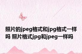 照片的jpeg格式和jpg格式一样吗 照片格式jpg和jpeg一样吗