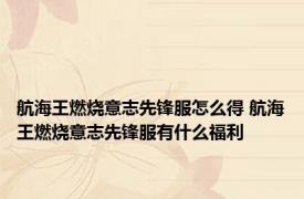 航海王燃烧意志先锋服怎么得 航海王燃烧意志先锋服有什么福利