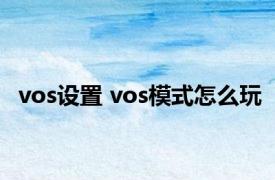 vos设置 vos模式怎么玩 