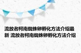 流放者柯南蜘蛛卵孵化方法介绍最新 流放者柯南蜘蛛卵孵化方法介绍