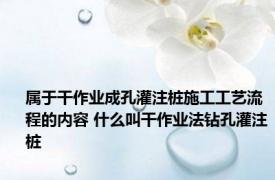 属于干作业成孔灌注桩施工工艺流程的内容 什么叫干作业法钻孔灌注桩