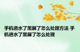 手机进水了黑屏了怎么处理方法 手机进水了黑屏了怎么处理