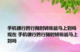 手机银行跨行随时转账能马上到吗现在 手机银行跨行随时转账能马上到吗