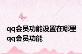 qq会员功能设置在哪里 qq会员功能 
