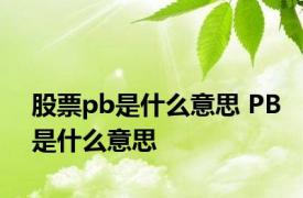 股票pb是什么意思 PB是什么意思