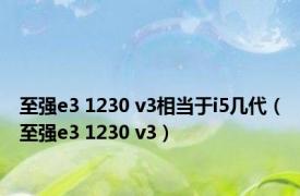 至强e3 1230 v3相当于i5几代（至强e3 1230 v3）