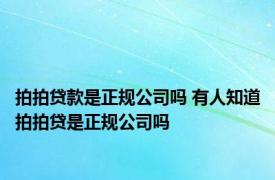 拍拍贷款是正规公司吗 有人知道拍拍贷是正规公司吗