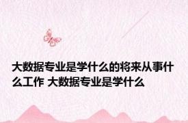 大数据专业是学什么的将来从事什么工作 大数据专业是学什么