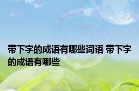 带下字的成语有哪些词语 带下字的成语有哪些
