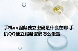 手机qq服务独立密码是什么在哪 手机QQ独立服务密码怎么设置