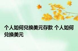 个人如何兑换美元存款 个人如何兑换美元