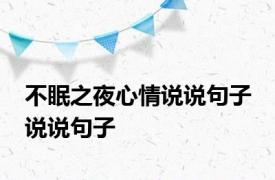 不眠之夜心情说说句子 说说句子