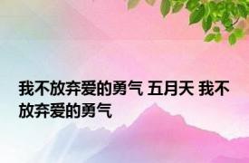 我不放弃爱的勇气 五月天 我不放弃爱的勇气 