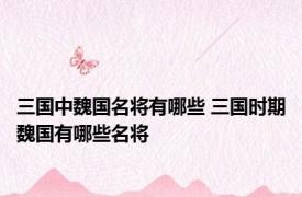 三国中魏国名将有哪些 三国时期魏国有哪些名将