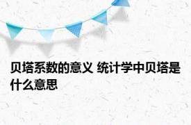 贝塔系数的意义 统计学中贝塔是什么意思