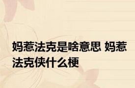 妈惹法克是啥意思 妈惹法克侠什么梗