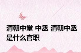 清朝中堂 中丞 清朝中丞是什么官职