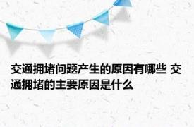 交通拥堵问题产生的原因有哪些 交通拥堵的主要原因是什么