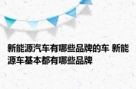 新能源汽车有哪些品牌的车 新能源车基本都有哪些品牌