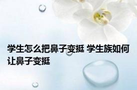 学生怎么把鼻子变挺 学生族如何让鼻子变挺
