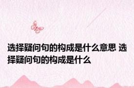 选择疑问句的构成是什么意思 选择疑问句的构成是什么