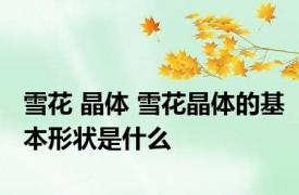 雪花 晶体 雪花晶体的基本形状是什么