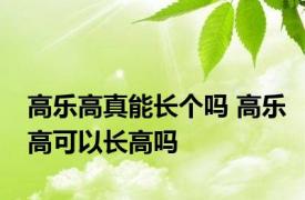 高乐高真能长个吗 高乐高可以长高吗