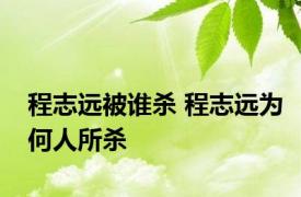 程志远被谁杀 程志远为何人所杀