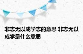 非志无以成学志的意思 非志无以成学是什么意思