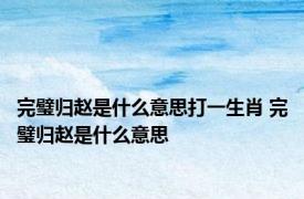 完璧归赵是什么意思打一生肖 完璧归赵是什么意思