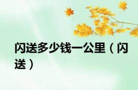 闪送多少钱一公里（闪送）