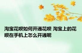 淘宝花呗如何开通花呗 淘宝上的花呗在手机上怎么开通呢