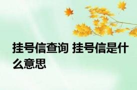 挂号信查询 挂号信是什么意思