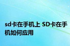 sd卡在手机上 SD卡在手机如何应用