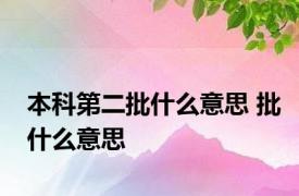 本科第二批什么意思 批什么意思