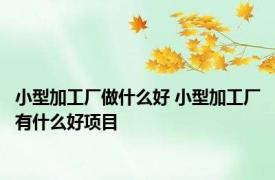 小型加工厂做什么好 小型加工厂有什么好项目