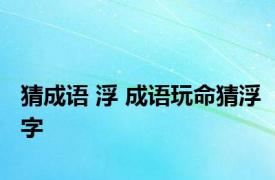 猜成语 浮 成语玩命猜浮字