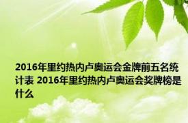 2016年里约热内卢奥运会金牌前五名统计表 2016年里约热内卢奥运会奖牌榜是什么
