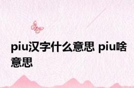 piu汉字什么意思 piu啥意思