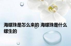 海螺珠是怎么来的 海螺珠是什么螺生的