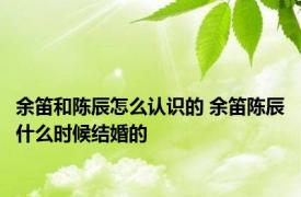 余笛和陈辰怎么认识的 余笛陈辰什么时候结婚的