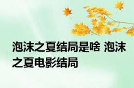 泡沫之夏结局是啥 泡沫之夏电影结局