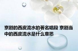 京剧的西皮流水的著名唱段 京剧当中的西皮流水是什么意思