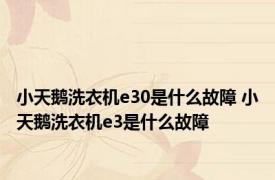 小天鹅洗衣机e30是什么故障 小天鹅洗衣机e3是什么故障
