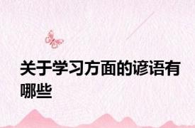 关于学习方面的谚语有哪些