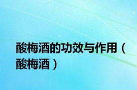 酸梅酒的功效与作用（酸梅酒）