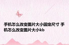 手机怎么改变图片大小固定尺寸 手机怎么改变图片大小kb